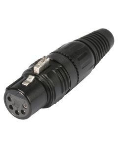 HICON XLR, 5-pole, metal, Soldering-female, silver plated, straight, black